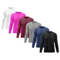 Kit 6 Camisetas Masculina Adulto Proteção Solar UV Manga Longa Segunda Pele Dry Fit