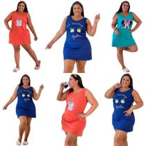 Kit 6 Camisola plus size lisa roupa de dormir sensual - TRENDY FASHION