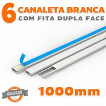 Kit 6 Canaletas PVC Branco com Fita Dupla Face de 1 Metro