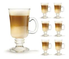 Kit 6 Caneca Bill Irish Coffee Café Vidro Resistente 240ml