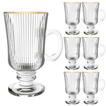 Kit 6 Caneca Capuccino CháCafé Irish Coffee Grafiatto Gold Transparente 220ml