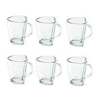 Kit 6 Caneca De Coração Cappuccino De Vidro 240Ml