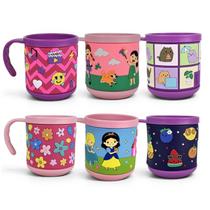 Kit 6 Caneca Infantil Criança 220ml Presente Estampada Relev Cor:Menina Kit 6 Caneca Infantil Criança 220ml Presente Estampada Relev Cor:Menina