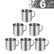Kit 6 Caneca Inox 150ml Xícara Polida termo antimicrobiano