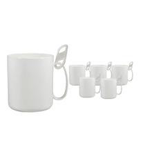 Kit 6 Caneca Redonda Clipe Branco 400Ml Plástico