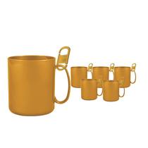 Kit 6 Caneca Redonda Clipe Dourado 400Ml Plástico