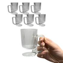 Kit 6 Caneca Xícara Irish Coffee 95mL Vidro Canelado Flutuante Capuccino Royal Nespresso