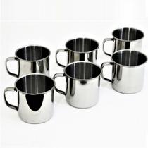 Kit 6 Canecas Aço Inox 100ml Metal para Café Chá
