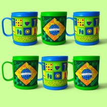 Kit 6 Canecas Brasil Plástico 320ml Estampadas Copa Do Mundo
