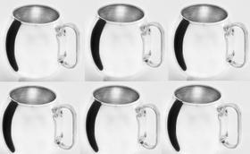 Kit 6 Canecas Cerveja Chopp de Alumínio Polido Bojuda 600ml