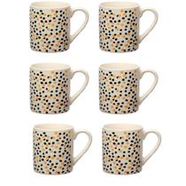 Kit 6 Canecas De Cerâmica Dots 330 ML Estampada Western