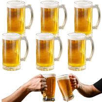 Kit 6 canecas de chopp 500ml vidro grosso copo cerveja alemã para bar restaurante sublimação