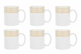 Kit 6 Canecas de Porcelana 300ml Design Elegante Moderno Kit 6 Canecas de Porcelana 300ml Design Elegante Moderno