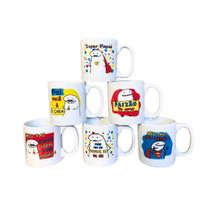 Kit 6 Canecas Flork Bentô Dia Dos Pais Porcelana 280 Ml