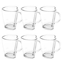 Kit 6 Canecas Formato de Coração De Vidro Xícara Heart Casual Para Chocolate - 240mL - Class Home Kit 6 Canecas Formato de Coração De Vidro Xícara Heart Casual Para Chocolate - 240mL - Class Home