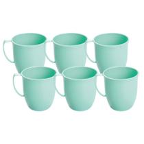 Kit 6 Canecas Infantil Para Escolas Creches E Refeições Plástico Reforçado 300ml Com Alça Criança -