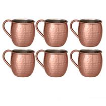 Kit 6 Canecas Moscow Mule Inox Rose Bronze Drink 500Ml