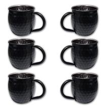 Kit 6 Canecas Moscow Mule Martelada Drink Premium 580Ml Pret Kit 6 Canecas Moscow Mule Martelada Drink Premium 580Ml Pret