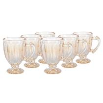 Kit 6 Canecas Nouveau Gold de Vidro 190ml para Café e Chá
