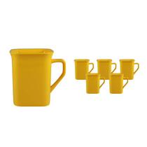 Kit 6 Canecas Quadrada Amarelo 250Ml Plástico Premium