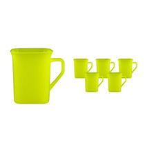 Kit 6 Canecas Quadrada Amarelo Neon 250Ml Plástico Premium