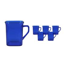 Kit 6 Canecas Quadrada Cristal Azul 250Ml Plástico