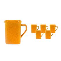 Kit 6 Canecas Quadrada Fibra Madeira Amarelo 250Ml