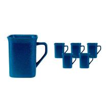 Kit 6 Canecas Quadrada Fibra Madeira Azul 250Ml