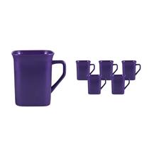 Kit 6 Canecas Quadrada Lilás 250Ml Plástico Premium