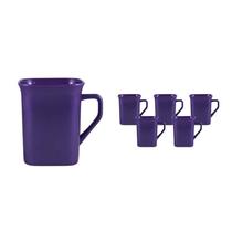 Kit 6 Canecas Quadrada Lilás 250Ml Plástico Premium