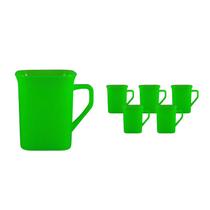 Kit 6 Canecas Quadrada Verde Neon 250Ml Plástico Premium