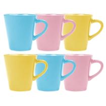 Kit 6 Canecas Tulipa Café Chá Porcelana Colorida Conjunto Hotel