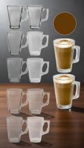 Kit 6 Canecas Vidro 250ml Estilo Copo Para Bebidas Quentes