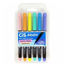 Kit 6 Caneta Brush Pen Cis Tom Pastel Tons Pasteis Aquarelavel