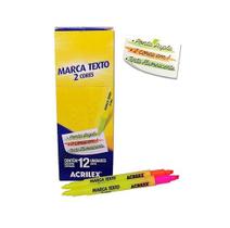 Kit 6 Caneta Marca Texto 2 em 1 Ponta Dupla 2 Cores Sortidas Tinta Fluorescente 6712 Acrilex
