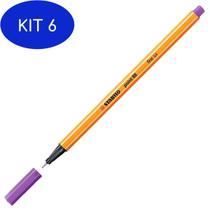 Kit 6 Caneta Stabilo Point 88 Fineliner 0.4Mm 88/59 Lilas