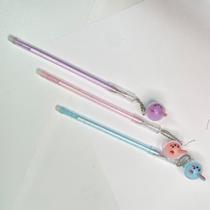 Kit 6 canetas chaveiro copinho de coelhinho com glitter criativa