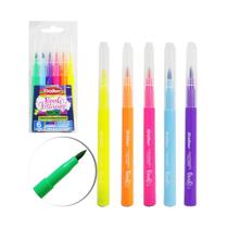 Kit 6 Canetas Coloridas Tons Pastéis E Neon Hidrográficas Trend Brush Lettering - Goller