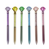 Kit 6 Canetas Esferográfica Luxo C/ Diamante E Cristais Azul