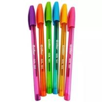 Kit 6 canetas esferográficas coloridas escrita divertidas