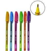 Kit 6 canetas esferográficas coloridas material escolar