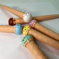 Kit 6 canetas formato de casquinha de sorvete fofas e divertidas papelaria