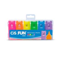 Kit 6 Canetas Marca Texto Cis Fun Mini Tons PastelNeon