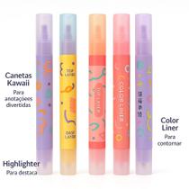 Kit 6 Canetas Marcadoras Coloridas Highlander Escolar