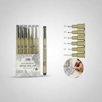 Kit 6 Canetas Nanquim Profissional Brush Letter Desenho Artístico Mangá Caligrafia Desenho Técnico Kit 6 Canetas Nanquim Profissional Brush Letter Desenho Artístico Mangá Caligrafia Desenho Técnico
