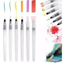 Kit 6 Canetas Pincel Aquarela Waterbrush Reservatório Água