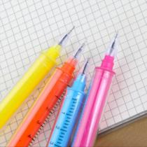 Kit 6 canetas seringa de gel criativa para escola/escritorio papelaria