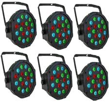 Kit 6 Canhão Refletor 18 Led Rgb Colorido Dmx Strobo Digital