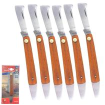Kit 6 Canivetes Corneta Brasil Original Enxertia Espátula Inox