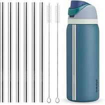 Kit 6 canudos de substituição de metal para garrafa de água Owala, com 2 escovas de limpeza canudos de aço inoxidável de 19 cm copos de 709, 947 ml